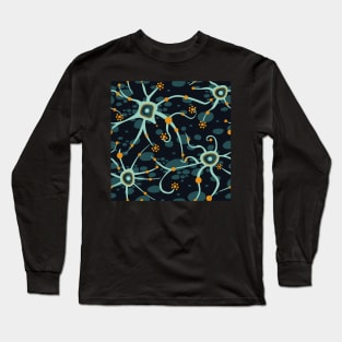 neural network - black and light green pattern Long Sleeve T-Shirt